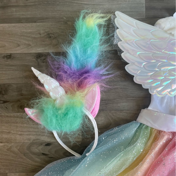Rainbow Unicorn Kids Halloween Costume Dress with Wings - Picture 9 of 11